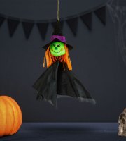 Halloweenska dekorácia - závesná - čarodejnica - 48 x 44 cm