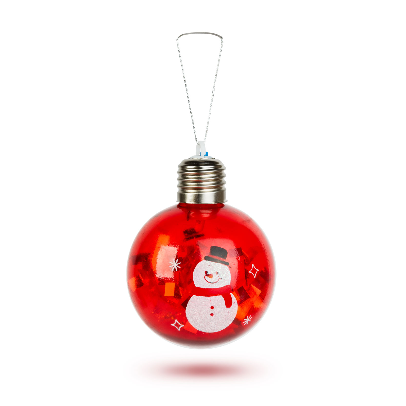 Vianočná LED guľa - RGB LED - priehľadná - plast - 8 cm - 3 x LR44