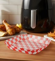 Papier na pečenie do Air fryer - pre varenie bez oleja - károvaný, štvorec - 20 cm - 50 ks / balenie