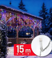 Svetelná reťaz – 15 m – 600 LED – 220–240 V – 6 W – priehľadný kábel