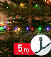 Svetelná reťaz – 5 m – farebná – 100 LED – 220–240 V – 6 W – zelený kábel