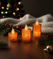 Sada LED sviečok – teplá biela – plast – 3 ks / sada