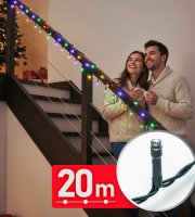 Svetelná reťaz – 20 m – farebná - 400 LED – 220–240 V – 6 W – zelený kábel