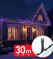 Svetelná reťaz – 30 m – farebná - 600 LED – 220–240 V – 6 W – zelený kábel