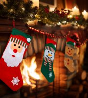 Vianočná čižma - 42 x 24,5 cm - textil - 3 druhy