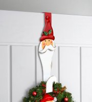 Vianočný dverový vešiak – kovový – Santa – 38 cm