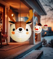 Vianočný lampión - sob - papier - 30 cm