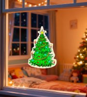Vianočná okenná dekorácia - vianočný stromček - s prísavkou - 30 x 29 cm