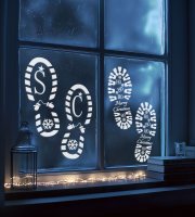 Vianočná dekorácia - sada šablón na odtlačky nôh - plast - 30,5 x 14 cm - 4 ks / balenie