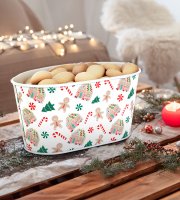 Vianočný kovový kôš - domčeka - 19 x 11,5 x 9,5 cm