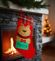 Vianočná mikulášska čižma - pes - červená - 42 x 24 cm