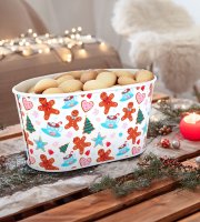 Vianočný kovový kôš - s motívom perníka - 19 x 11,5 x 9,5 cm