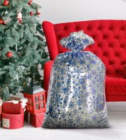 Vianočné darčekové vrecko – extra veľké – fólia – snehová vločka – 78 x 120 cm