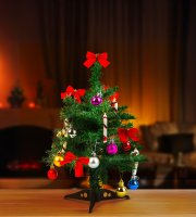 Umelý vianočný stromček set - 40 cm umelý stromček + 20 ks ozdôb - zelený - plast