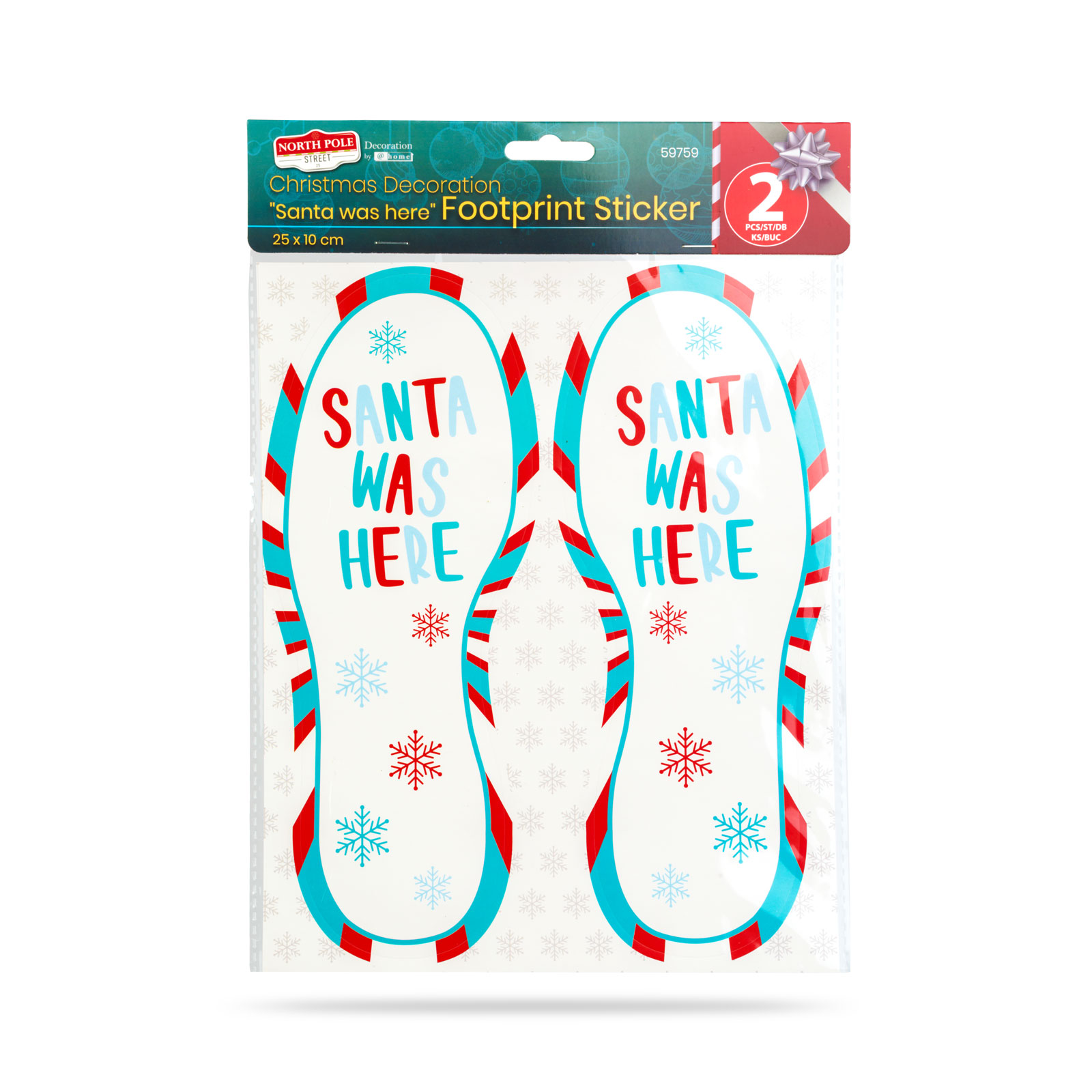 Vianočná dekorácia - "Tu bol Mikuláš" odtlačok nôh nálepka - 25 x 10 cm - 2 ks / baleni