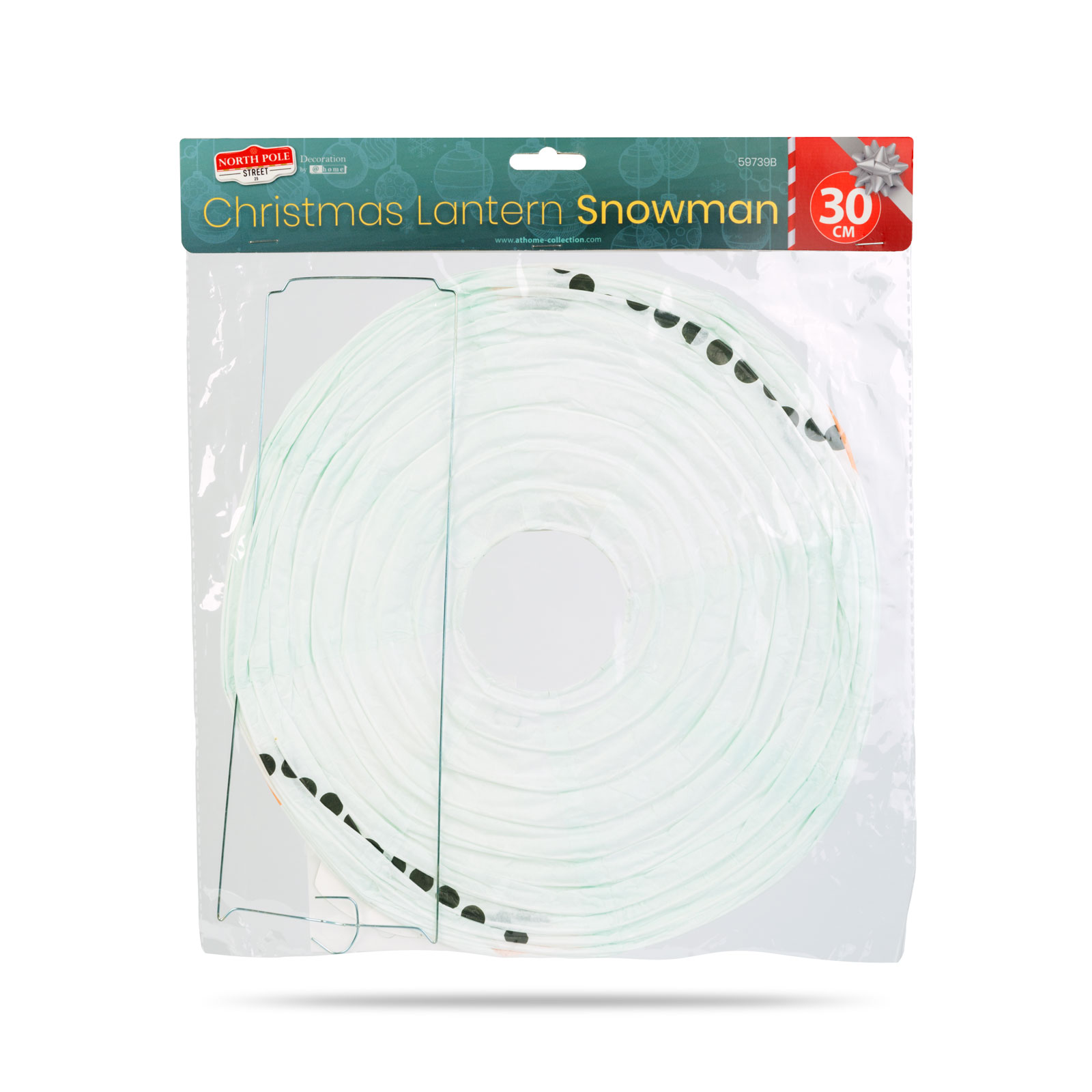 Vianočný lampión - snehuliak - papier - 30 cm