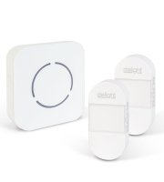 Digitálny bezbatériový a bezdrôtový zvonček – Kinetický – 2 vonkajšie jednotky – biely – modrá LED