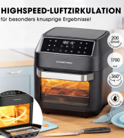 GOURMETMAXX Teplovzdušná fritéza/ Airfryer 12L 1700W čierna s cirkuláciou vzduchu