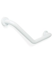 Kúpeľňové madlo – ohnuté v 45° uhle – nehrdzavejúca oceľ – biele – 25 + 25 cm