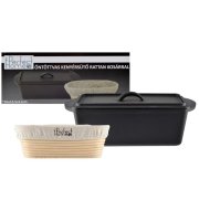 Liatinová forma na pečenie chleba 35*13,5*11 cm, s ratanovým ošatkou / miskou na kysnutie