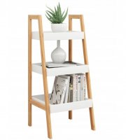 Knižný regál, 3-úrovňový – 35 x 30 x 75 cm – biely