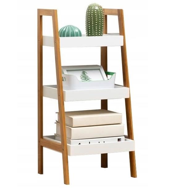 Knižný regál, 3-úrovňový – 35 x 30 x 75 cm – biely