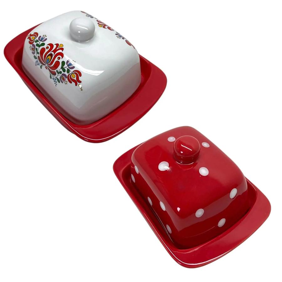 Keramická maselnička glazovaná Bodkovaná / Maďarská Matyó