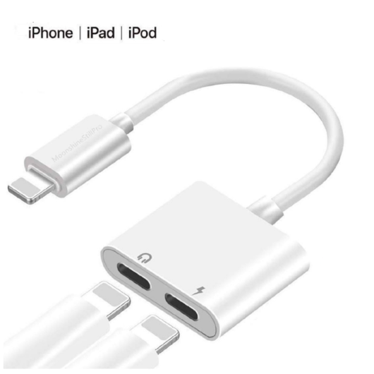 Lightning adapter so vstupom pre slúchadlá a nabíjačku