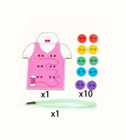 12-dielna drevená sada na šnurovanie odevov a obuvi