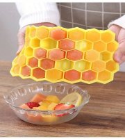 Šesťuholníková tácka na ľadové kocky s vekom, 37-dutinová silikónová pružná forma na ľadové kocky