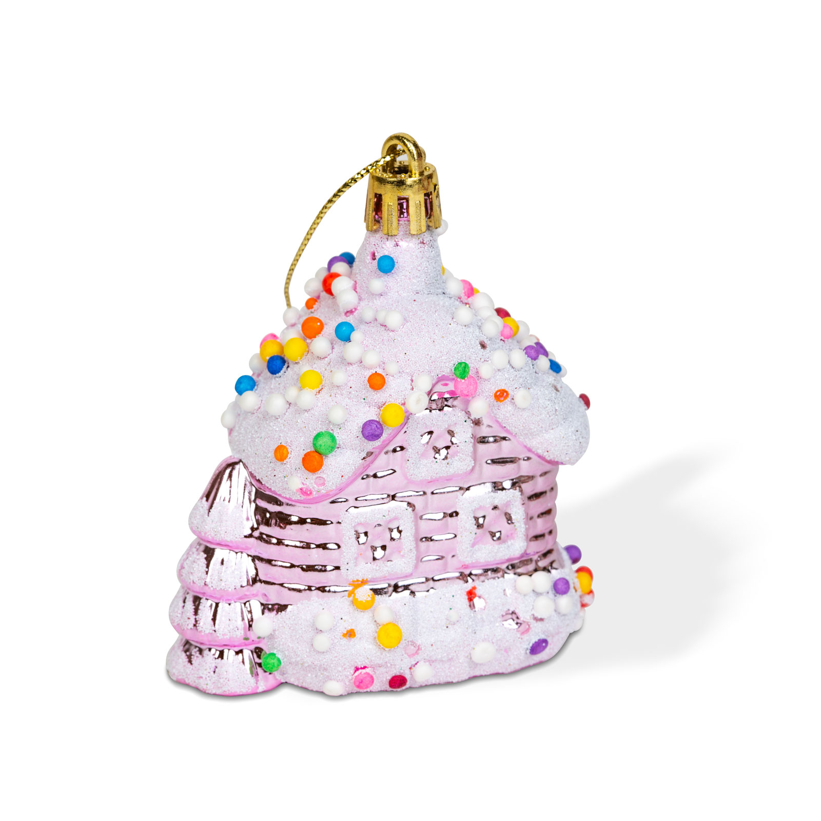 Ozdoba na vianočný strom - lesklý domček - 8 x 6 x 4 cm