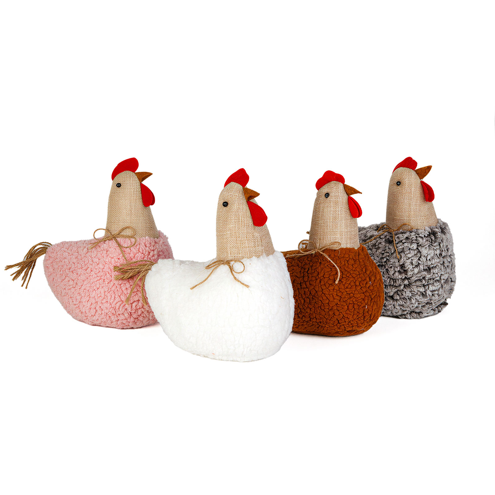 Textilná dekorácia - sliepočka - 21 x 18 x 11 cm - 4 druhy