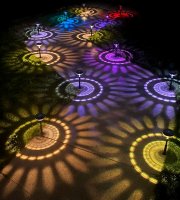 Zapichovacia solárna lampa – 1 + 1 teplá biela / RGB SMD LED – čierna – 53 x 11,4 cm