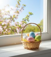 Veľkonočná dekorácia – vajíčka s papierovou trávou – pastelové farby – 4 x 6 cm – 6