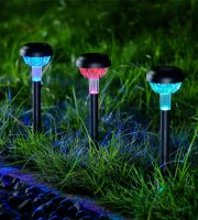 Zapichovacie solárne svietidlo – RGB LED – 7 x 30 cm – meniace farbu