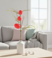 Veľkonočná vetvička s vajíčkami – trblietavá – červená – 40 × 16 cm