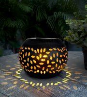 Solárna dekoračná lampa – s efektom plameňa – 12 žltých LED – 15 x 15 x 11 cm