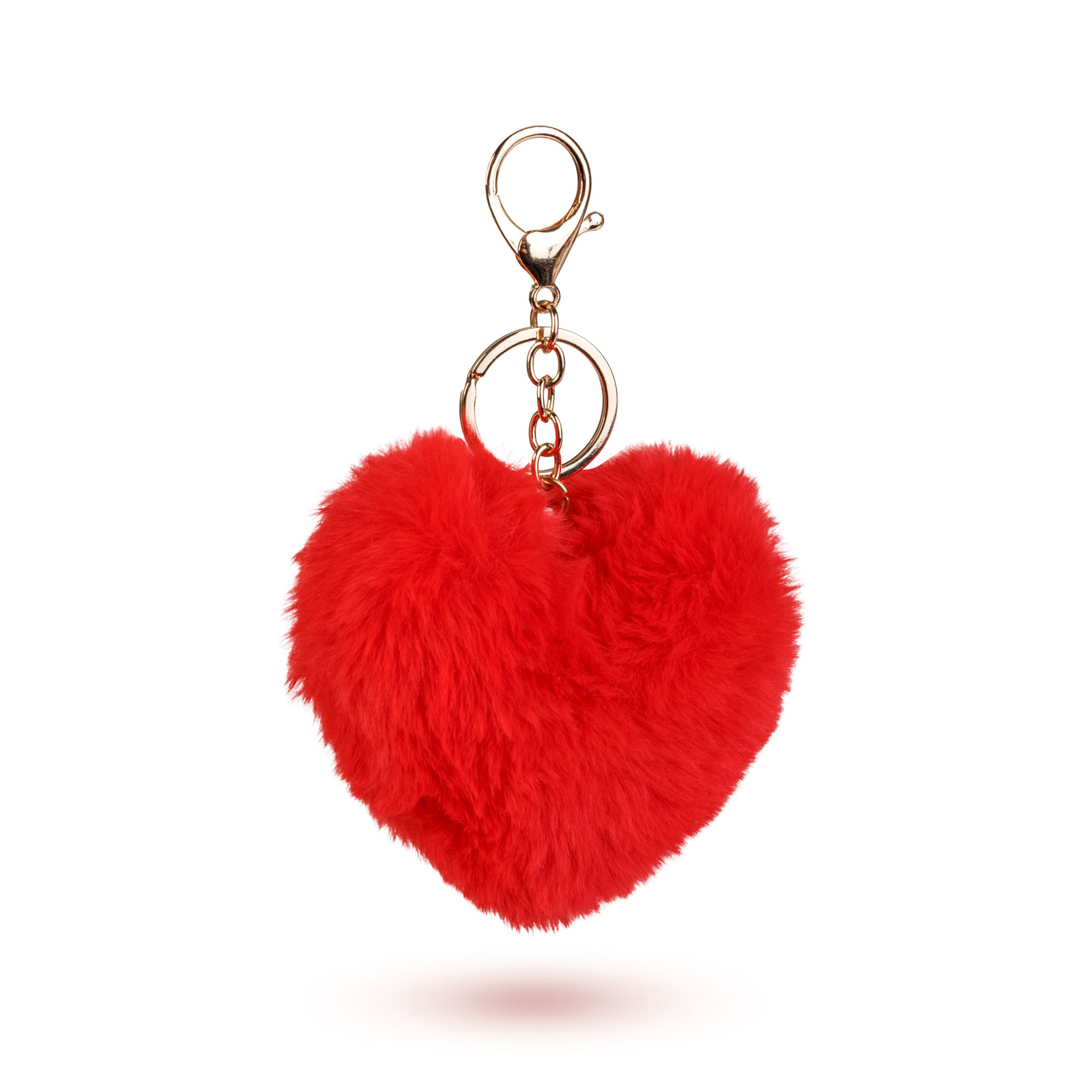 Prívesok na kľúče - v tvare srdca - plyš, červený - 13 x 10 cm