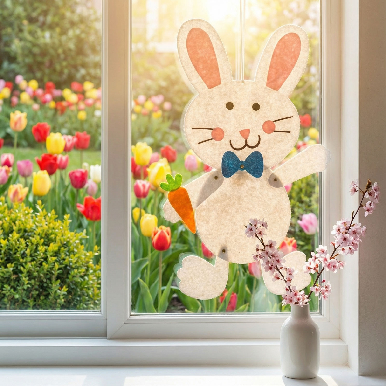 Veľkonočná závesná dekorácia - zajačik, filc