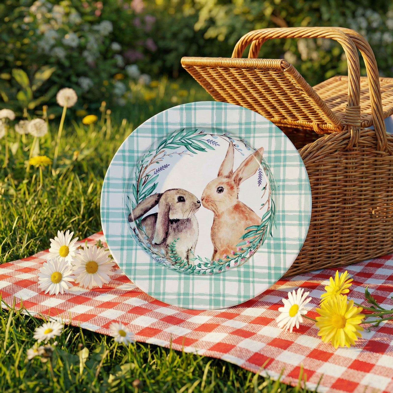 Veľkonočný tanier – kov – so zajačikom – 33 cm