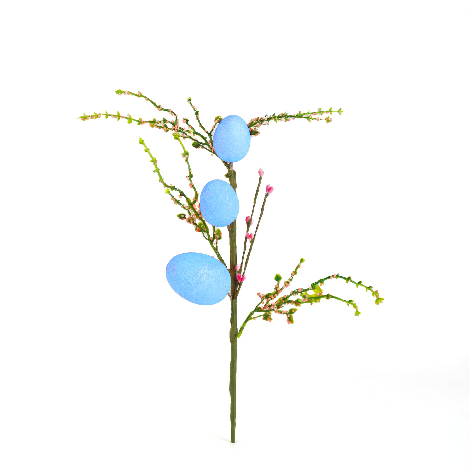 Veľkonočná vetvička s vajíčkami – trblietavá – modrá – 40 x 16 cm