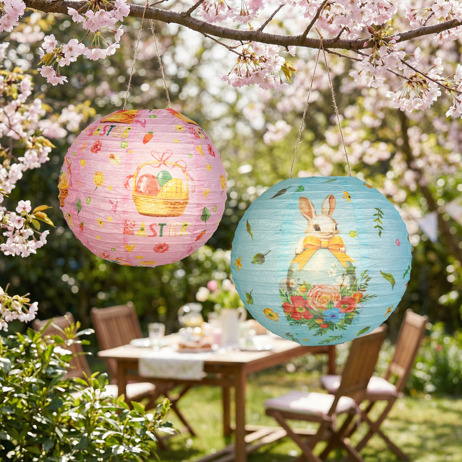 Veľkonočná dekorácia - lampión - papier - Ø30 cm