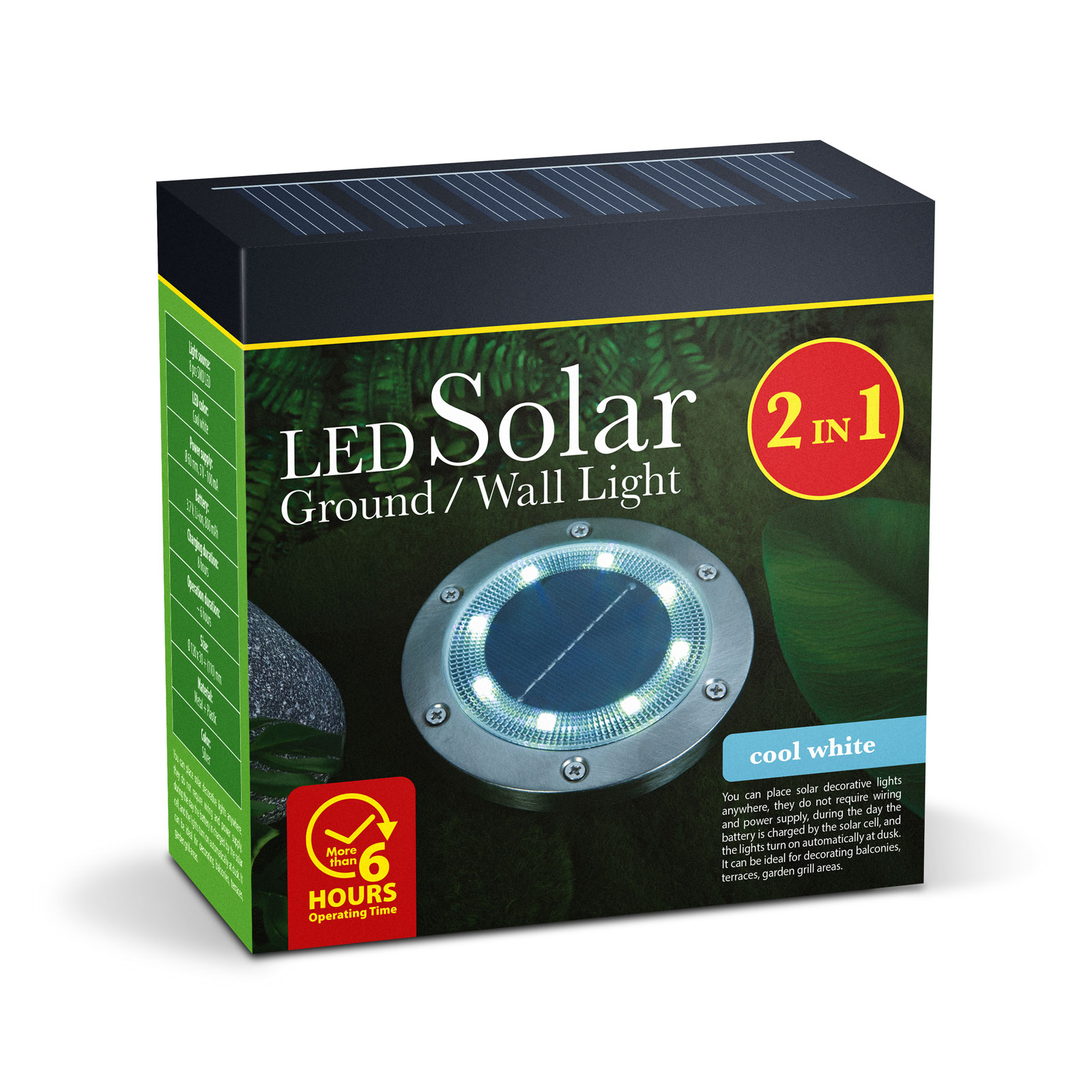 LED solárne zapichovacie / nástenné svietidlo - okrúhle - SMD LED - studená biela - 12 cm