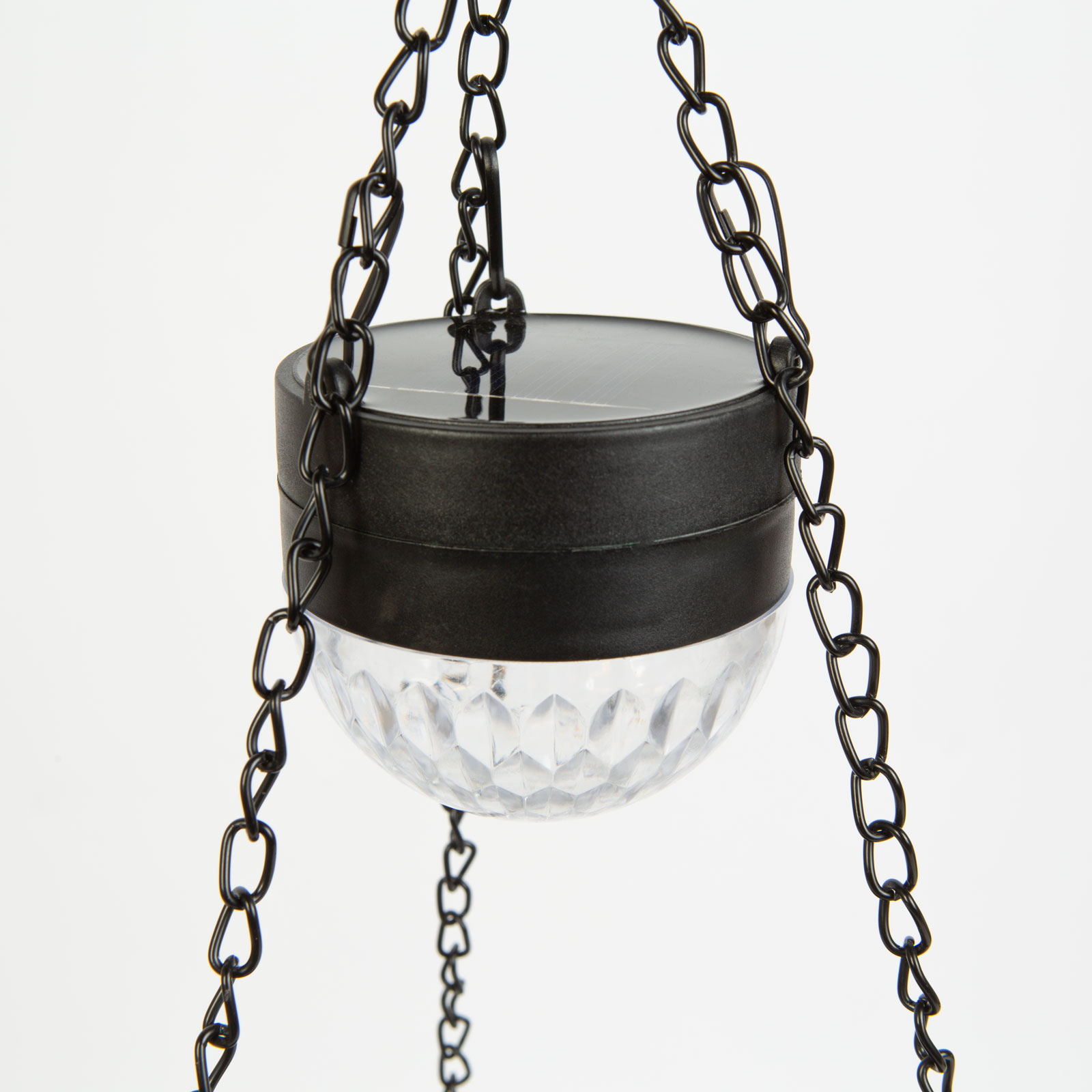 Závesná LED solárna lampa – kvetináč – čierna – plast – 26 x 16 cm