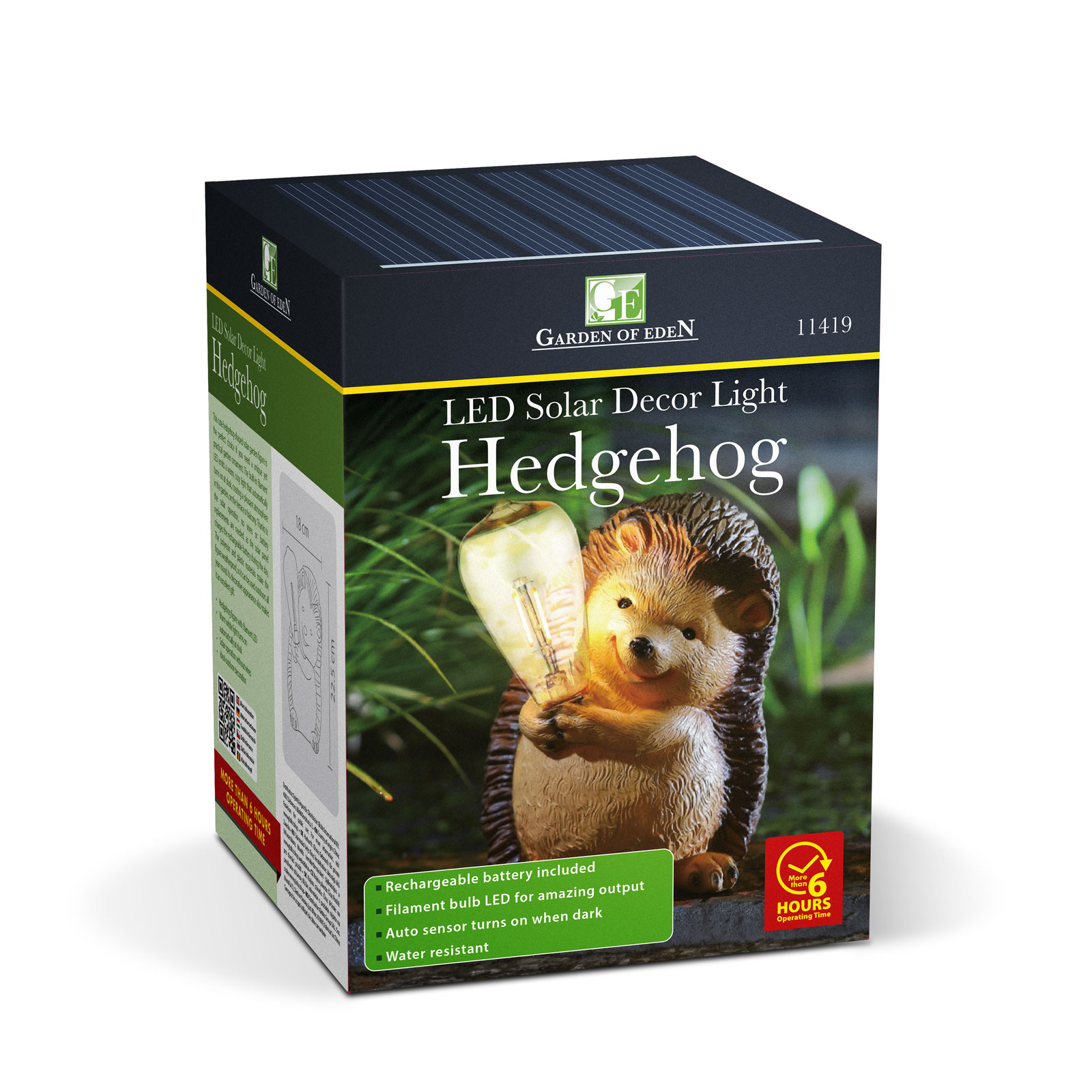 Solárna zvieracia figúrka – ježko – 1× filamentová LED – 16 x 19 x 23 cm