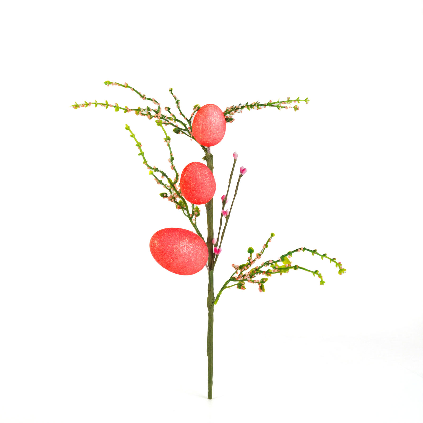 Veľkonočná vetvička s vajíčkami – trblietavá – červená – 40 × 16 cm