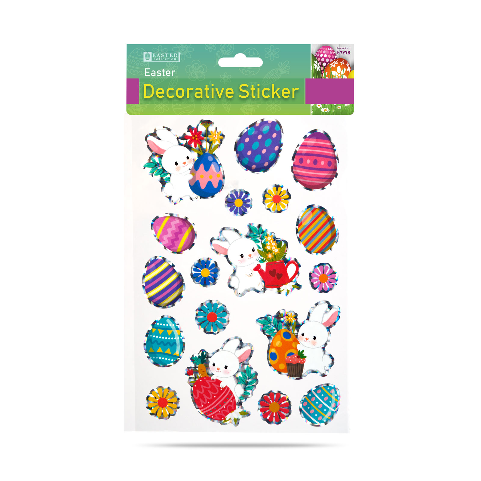 Veľkonočná dekoratívna nálepka - rôzne druhy - 20,7 x 13,9 cm