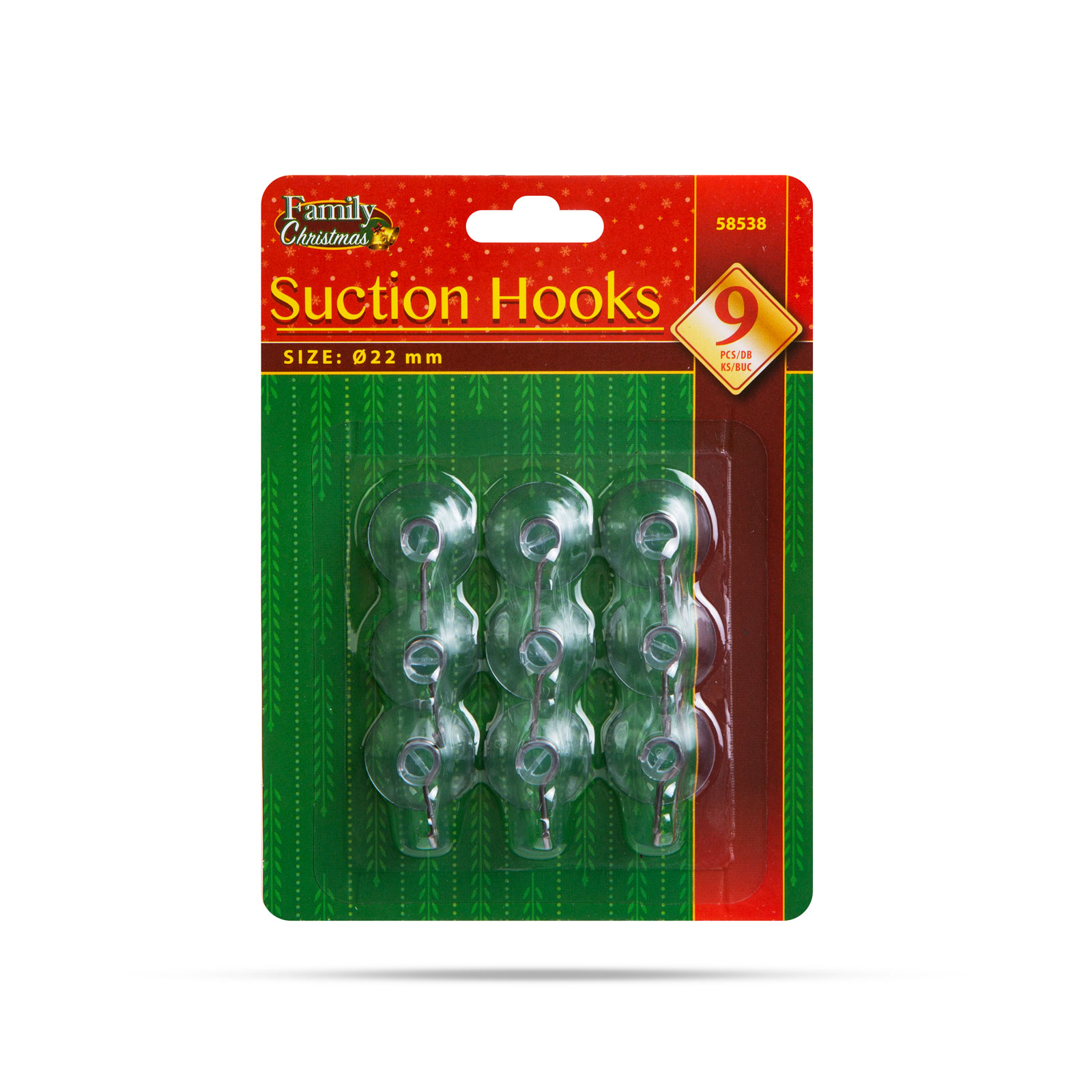 Nástenný vešiak s prísavkou - 9 ks / blister