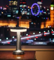 Stolová lampa - strieborná farba - nastaviteľná farebná teplota, jas - akumulátorová - USB