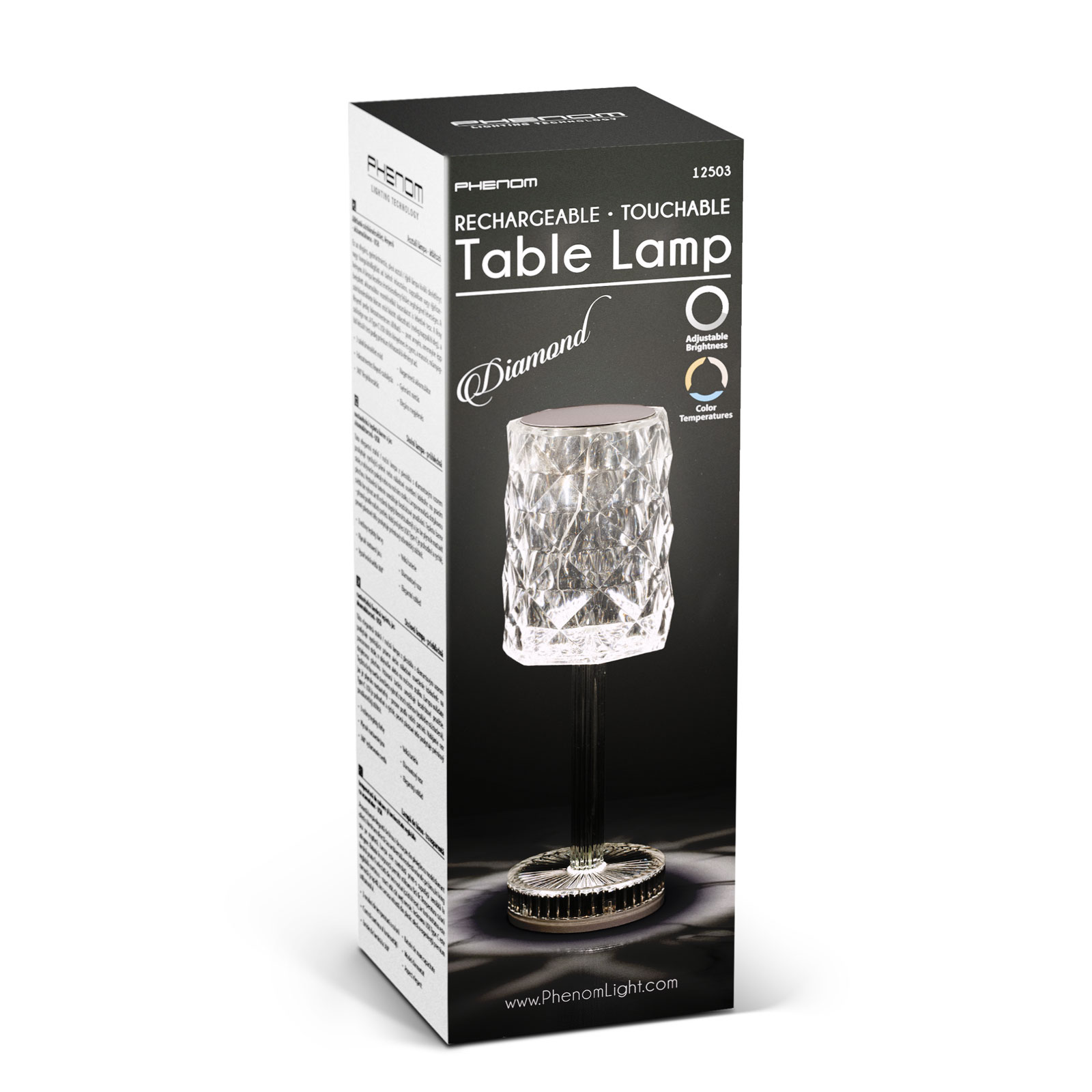 Stolová lampa - priehľadná - nastaviteľná farebná teplota, jas - akumulátorová - USB